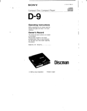 Sony D-9 Users Guide