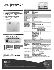 BenQ MW526 MW526 Data Sheet