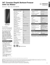 Bosch B24CB80ESB Product Specification Sheet