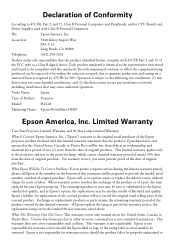Epson 85HD Warranty Statement