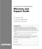 HP Presario S7000 Compaq Presario Desktop Products - Warranty and Support Guide