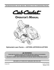 Cub Cadet LGT 1054 Lawn Tractor LGT 1050 Operator's Manual