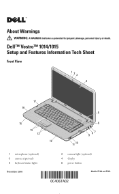 Dell Vostro 1014 Setup and Features Information Tech 
	Sheet