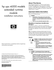 HP R1.5 UPS R6000 ERM Installation Instructions