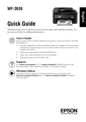 Epson WorkForce WF-2630 Quick Guide and Warranty
