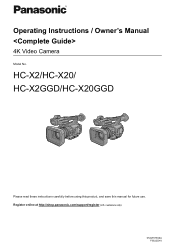 Panasonic HC-X20 Owners Manual