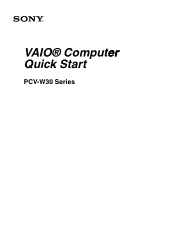 Sony PCV-W30 Quick Start Guide