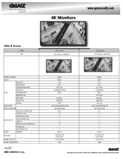 Ganz Security ZM-L28A-8 ZM-L8 4K Monitor Series Specifications