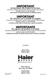Haier HUF138EA HUF205EA Manual