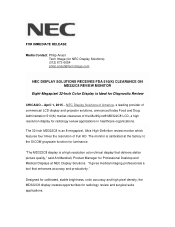 NEC MD322C8 NEC DISPLAY SOLUTIONS RECEIVES FDA 510K CLEARANCE ON MD322C8 REVIEW MONITOR