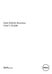 Dell E2016 Dell  Monitor Users Guide