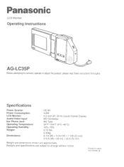 Panasonic AGLC35P AGLC35P User Guide