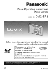 Panasonic DMC-ZR3R DMCZR3 User Guide