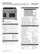 Thermador PRD486WIGU Product Spec Sheet