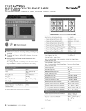Thermador PRD486WDGU Product Spec Sheet