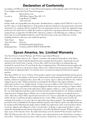 Epson PowerLite 4770W Warranty Statement