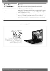 Toshiba Tecra R940 PT439A-00R003 Detailed Specs for Tecra R940 PT439A-00R003 AU/NZ; English