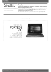 Toshiba Portege Z30 PT263A-0GC00T Detailed Specs for Portege Z30 PT263A-0GC00T AU/NZ; English