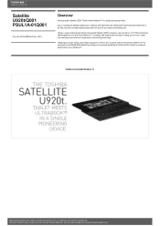 Toshiba U920t PSUL1A-01Q001 Detailed Specs for Satellite U920t PSUL1A-01Q001 AU/NZ; English
