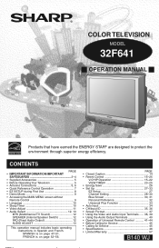 Sharp 32F641 32F641 Operation Manual