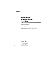 Sony DHC-MD333 Primary User Manual