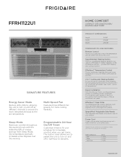 Frigidaire FFRH1122U1 Product Specifications Sheet