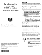 HP R1.5 UPS R1500 XR Models Installation Instructions