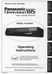 Panasonic PV8405S PV8405S User Guide