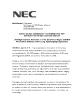 NEC X651UHD-2-PREM Launch Press Release