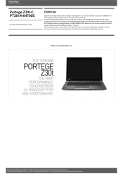 Toshiba Portege Z30 PT261A-04700E Detailed Specs for Portege Z30 PT261A-04700E AU/NZ; English