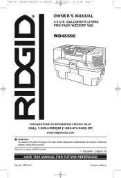 Ridgid WD4522 Owners Manual