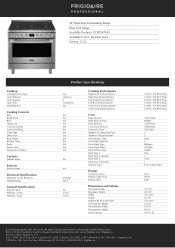 Frigidaire PCFD3670AF Product Specifications Sheet