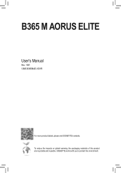 Gigabyte B365 M AORUS ELITE User Manual