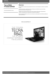 Toshiba Tecra R840 PT429A-02P004 Detailed Specs for Tecra R840 PT429A-02P004 AU/NZ; English