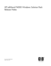 HP LeftHand P4000 .HP LeftHand P4000 Windows Solution Pack Release Notes (AT004-96008, April 2009)