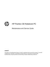 HP Pavilion g6-1100 HP Pavilion G6 Notebook PC - Maintenance and Service Guide