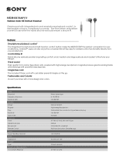 Sony MDR-EX15AP Marketing Specifications (Purple)