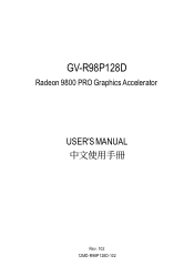 Gigabyte GV-R98P128D Manual