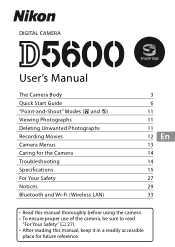 Nikon D5600 Users Manual - English for customers in Asia Oceania the Middle East and Africa