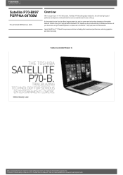 Toshiba Satellite P70 PSPPNA Detailed Specs for Satellite P70 PSPPNA-09700M AU/NZ; English