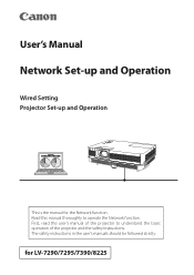 Canon LV-7390 LV-7290 Network Set-up and Operation User's Manual