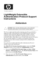 HP iPAQ h5400 LightWeight Extensible Authentication Protocol - Support Instructions Addendum (342296-001)