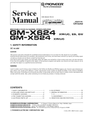 Pioneer GM-X524 Service Manual