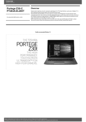 Toshiba Portege Z30-C PT263A-0L200T Detailed Specifications for Portege Z30-C PT263A-0L200T