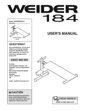 Weider 184 Bench Uk Manual