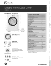 Electrolux EIED50LIW Product Specifications Sheet (English)
