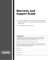 HP Presario SG1000 Warranty and Support Guide - 1 year