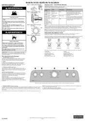 Maytag MGDX655D Quick Reference Sheet