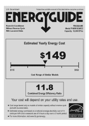 Frigidaire FHWW183WC2 Energy Guide