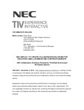 NEC V554-THS NEC DISPLAY T1V UPDATE COLLABORATION SOLUTIONS